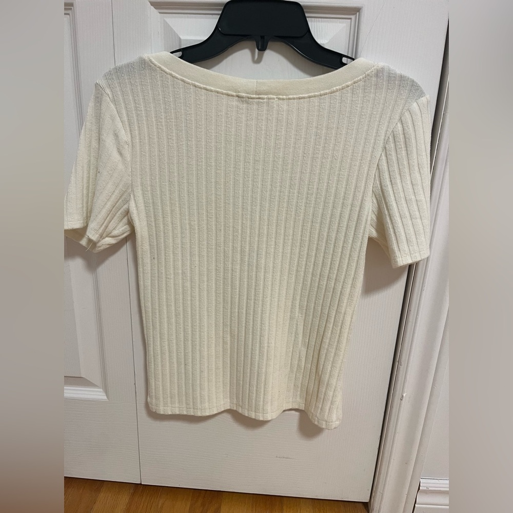 Zara Cream Ribbed Women's Top - Picture 4 of 4
